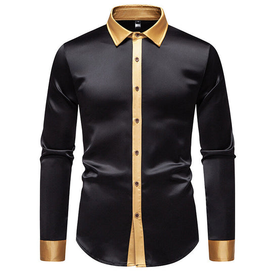 Herren Langarm-Hemd mit modernen Satin-Details