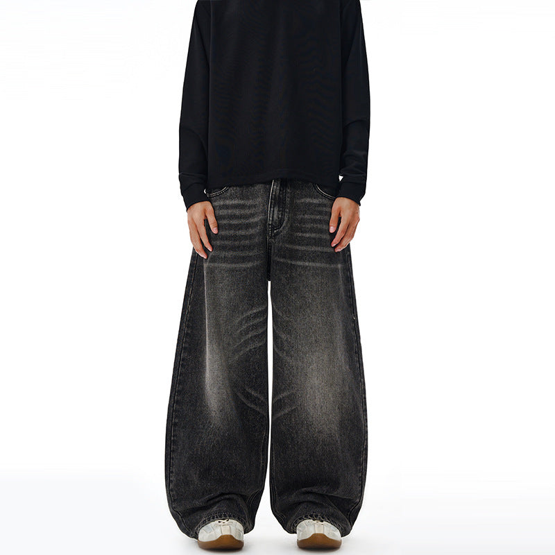 Herren Extrem weite Vintage-Denim Baggy-Jeans mit tiefem Schritt Nord Taschen