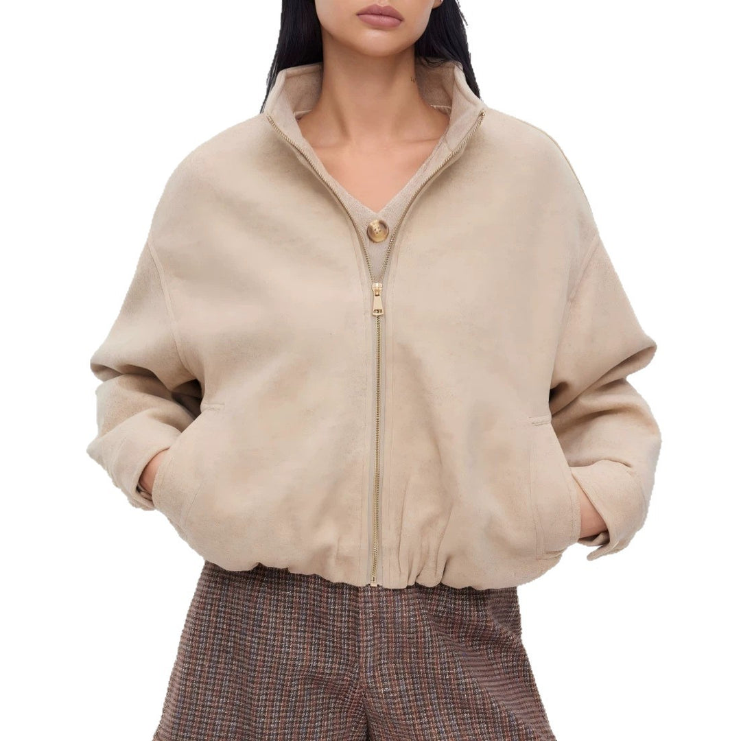 Damen Modische Fleecejacke mit Stehkragen Nord Taschen