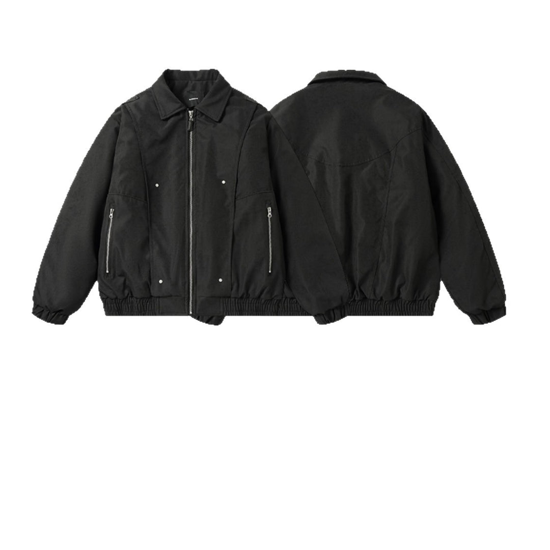 Herren Boxy Utility‑Bomberjacke mit kurzem Schnitt, Metallreißverschlüssen und elastischem Saum Nord Taschen