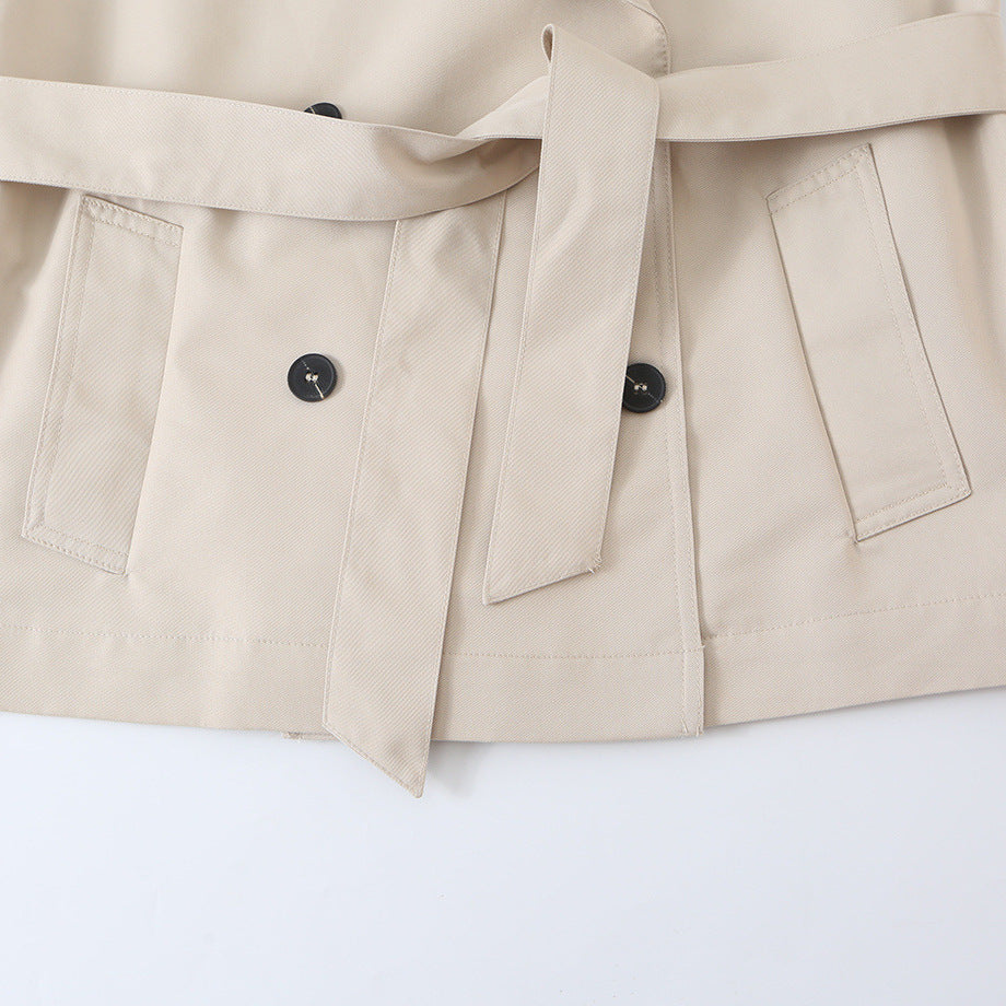 Damen Ärmellose Doppelreihige Trench‑Weste mit Reverskragen und Taillengürtel Nord Taschen