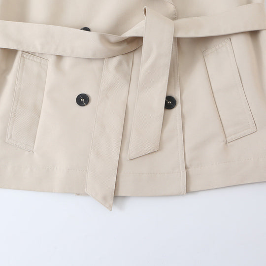 Damen Ärmellose Doppelreihige Trench‑Weste mit Reverskragen und Taillengürtel Nord Taschen