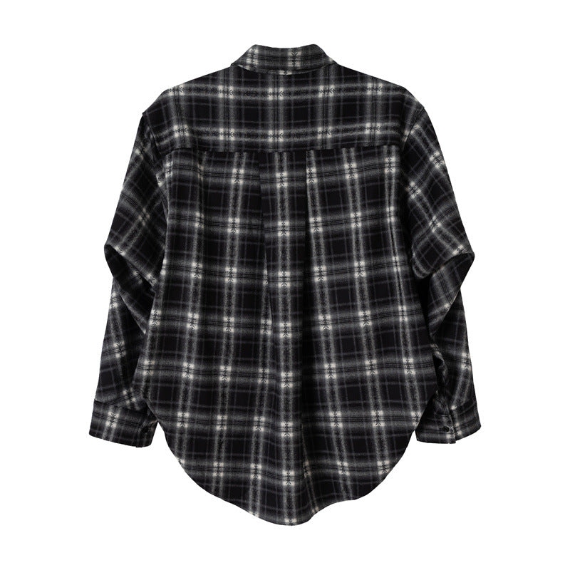 Damen Oversize-Flanellhemd mit asymmetrischem Saum Nord Taschen