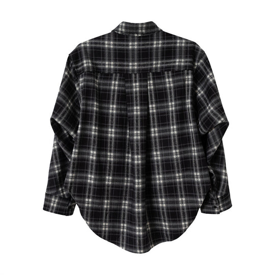 Damen Oversize-Flanellhemd mit asymmetrischem Saum Nord Taschen