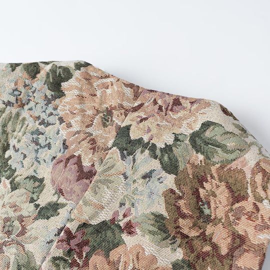 Damen Elegante Brokatweste mit floraler Jacquardstruktur, Zierknöpfen und Spitzenblende Nord Taschen