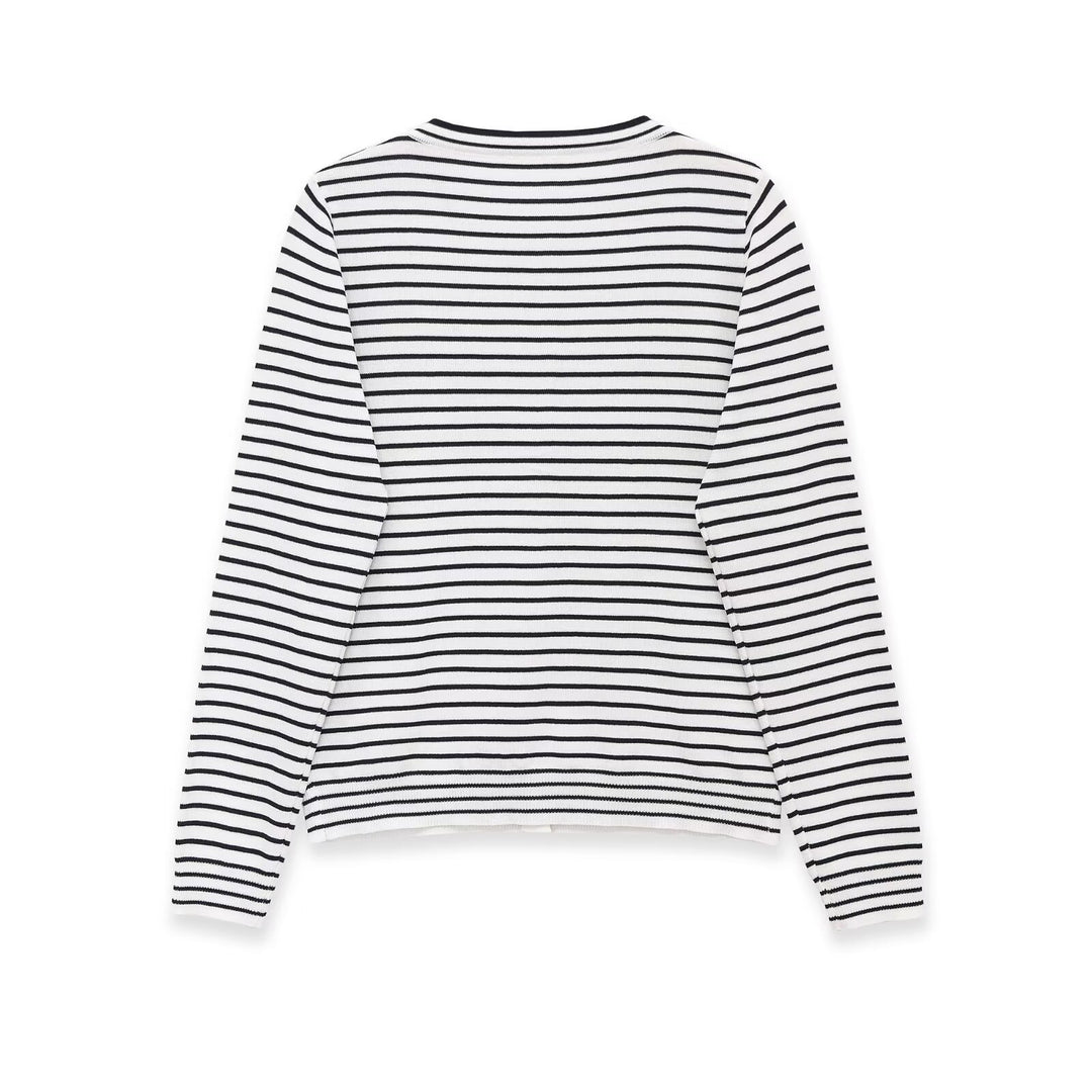 Damen Feinstrick-Cardigan mit maritimem Streifenmuster und Knopfleiste Nord Taschen