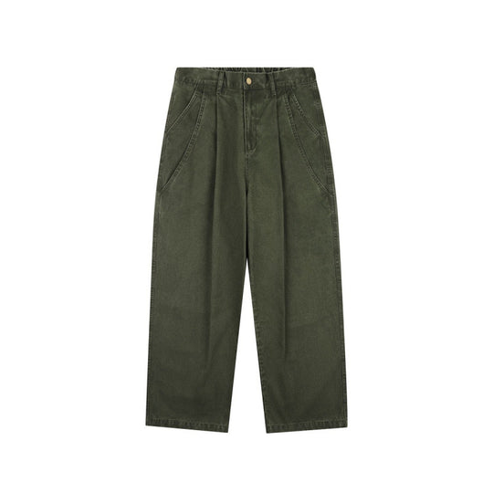 Damen Hochtaillierte Culotte-Hose mit weitem Bein, Bundfalten und soften Denimgriff Nord Taschen