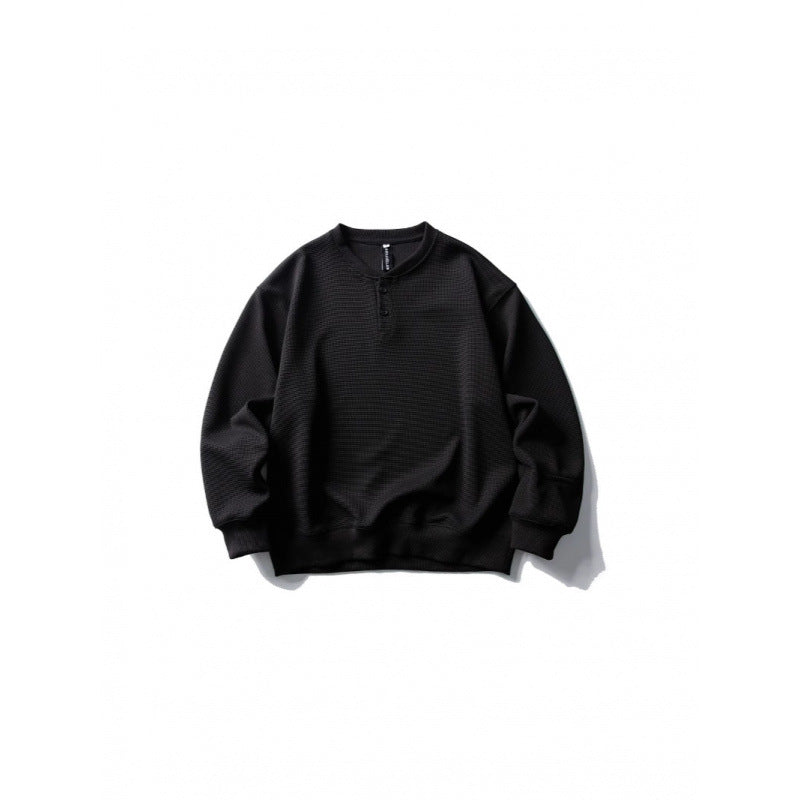 Unisex Waffelstrick-Henley-Sweatshirt im Oversize‑Cut mit Knopfleiste Nord Taschen