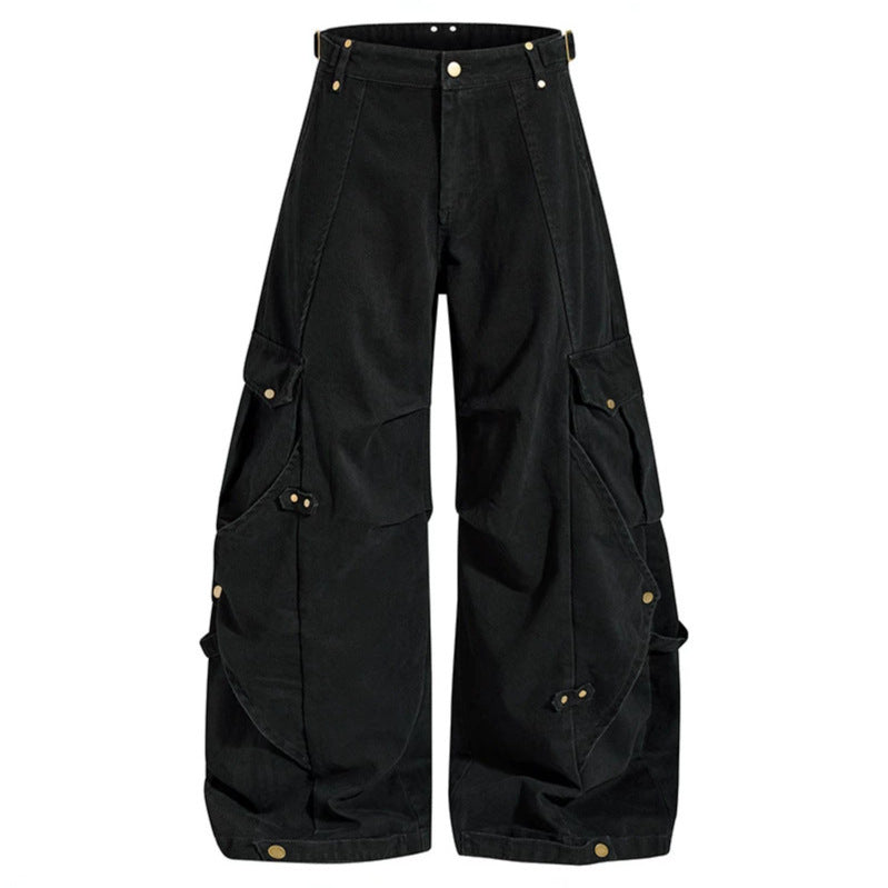 Damen weite Cargo‑Culotte‑Hose mit verstellbaren Riemen, großen Klappentaschen und Ballon‑Silhouette Nord Taschen
