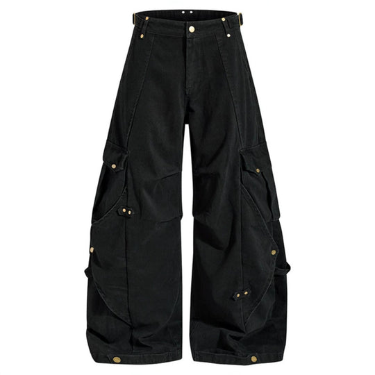 Damen weite Cargo‑Culotte‑Hose mit verstellbaren Riemen, großen Klappentaschen und Ballon‑Silhouette Nord Taschen