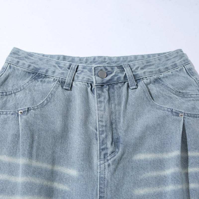 Damen Weite High‑Waist Jeans im Vintage‑Denim mit Used‑Effekt Nord Taschen