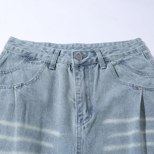 Damen Weite High‑Waist Jeans im Vintage‑Denim mit Used‑Effekt Nord Taschen