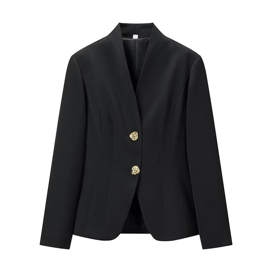 Damen Zweiteiliges Tailored-Blazer- und Highwaist-Hosen-Set mit goldknopf-Detail Nord Taschen