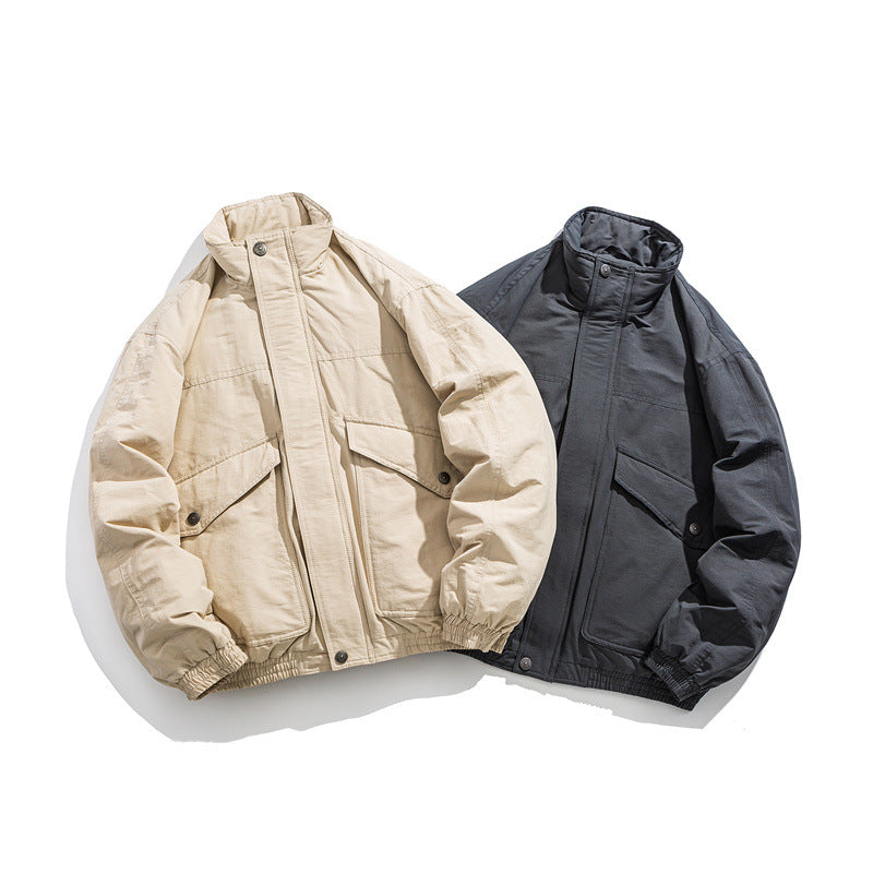Herren Boxy Utility-Bomberjacke mit Stehkragen und aufgesetzten Klappentaschen Nord Taschen