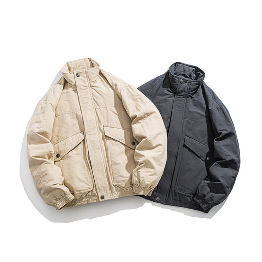 Herren Boxy Utility-Bomberjacke mit Stehkragen und aufgesetzten Klappentaschen Nord Taschen