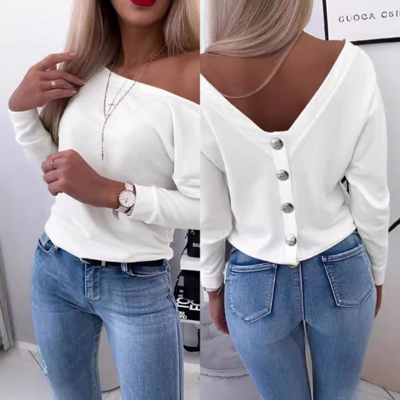 Damen Off-Shoulder Freizeit Pullover Top
