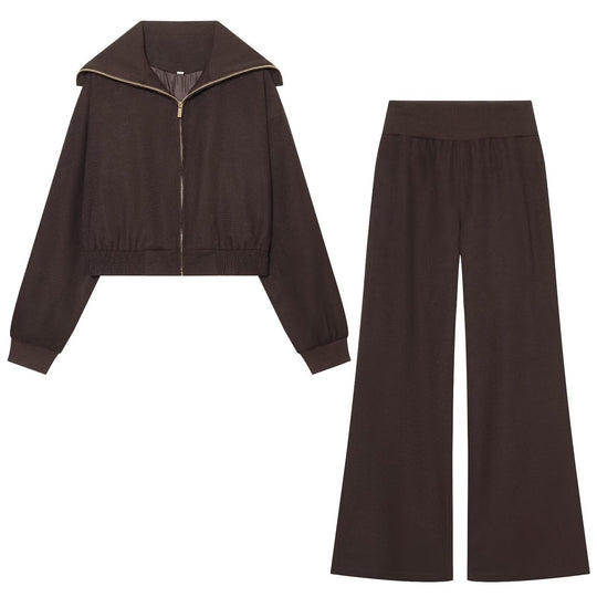 Damen Weite Jersey-Palazzohose mit hohem Rippbund und ausgestelltem Bein Nord Taschen