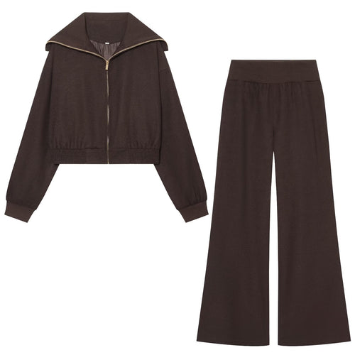 Damen Weite Jersey-Palazzohose mit hohem Rippbund und ausgestelltem Bein Nord Taschen