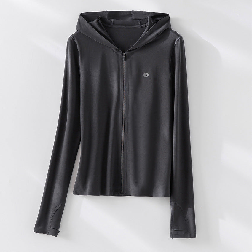 Damen Leichte Kapuzenjacke mit durchgehendem Reißverschluss, Slim‑Fit und Daumenloch Nord Taschen