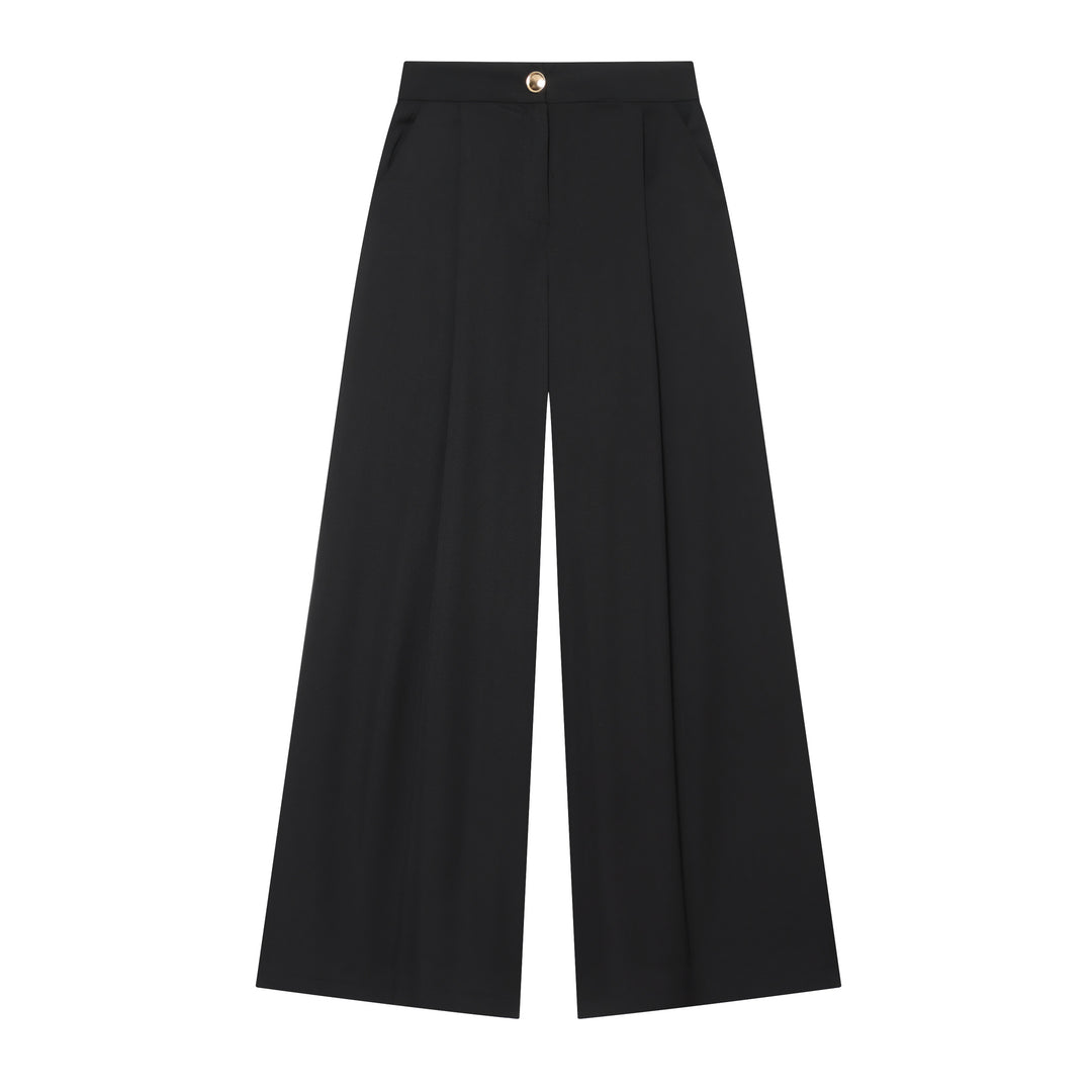 Damen 30+ elegante High‑Waist Culottehose mit Vordernaht, Bundfalte und weitem Bein Nord Taschen