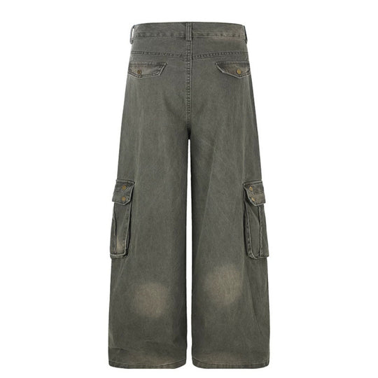 Damen Weite Cargo-Denim-Culotte mit Utility-Taschen Nord Taschen