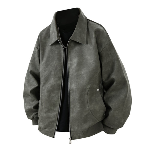 Herren Boxy Oversize-Überhemdjacke in Veloursleder-Optik mit Hemdkragen & Zwei-Wege-Reißverschluss Nord Taschen