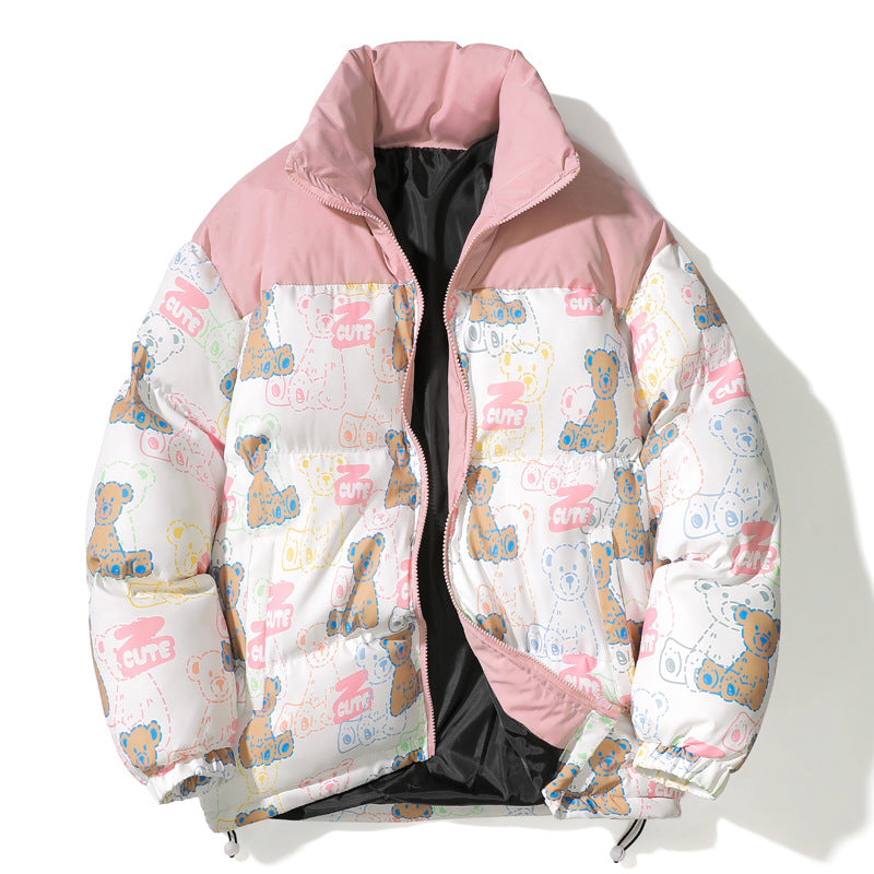 Unisex Gestepptes Teddy‑Print Pufferjacke mit hohem Kragen Nord Taschen