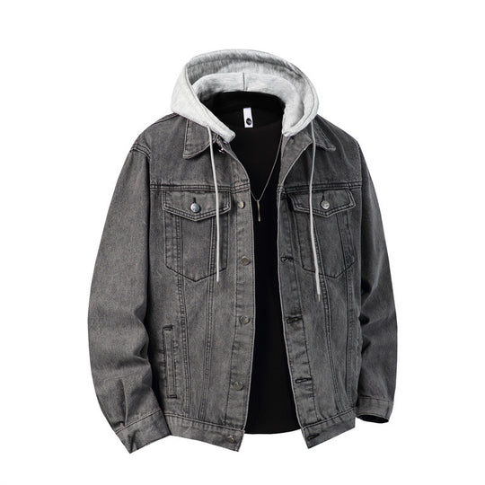 Herren Jeansjacke mit angenähter Kapuze Lagenlook robuste Baumwollmischung Vittorelli Taschen