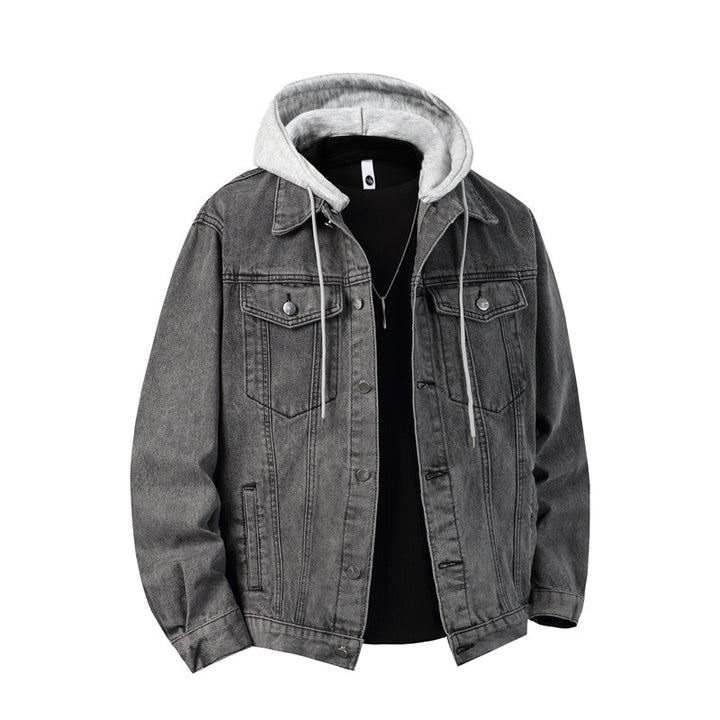 Herren Jeansjacke mit angenähter Kapuze Lagenlook robuste Baumwollmischung Nord Taschen