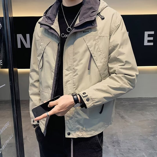 Herren Leichte Funktionsjacke mit Kapuze, wasserabweisender Mikro-Finish und Multifunktions-Taschen Nord Taschen