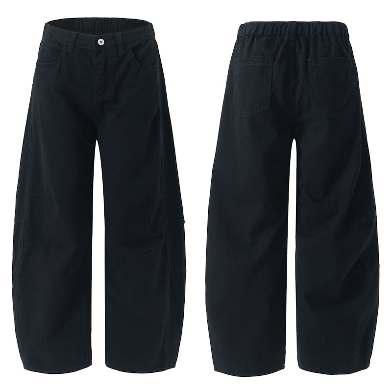 Damen Weite hochtaillierte Canvas-Hose mit elastischem Rückbund und Utility-Nähten Nord Taschen