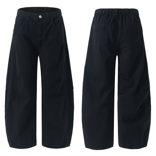 Damen Weite hochtaillierte Canvas-Hose mit elastischem Rückbund und Utility-Nähten Nord Taschen