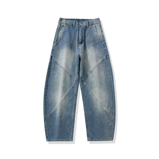 Damen Hochtaillierte Relaxed-Fit Jeanshose mit dekorativen Teilungsnähten und großzügigen Eingrifftaschen Nord Taschen