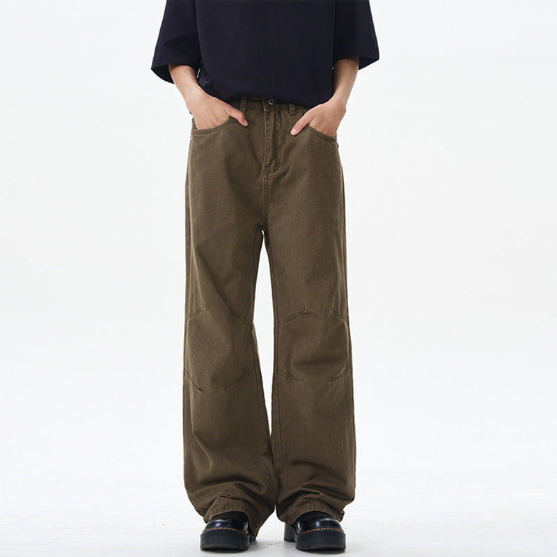 Herren Weite Baumwoll‑Twill‑Hose mit Knie‑Abnähern und fließender Palazzosilhouette Nord Taschen