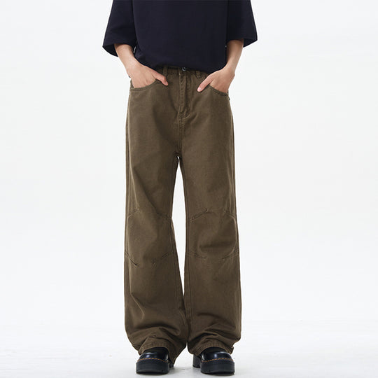 Herren Weite Baumwoll‑Twill‑Hose mit Knie‑Abnähern und fließender Palazzosilhouette Nord Taschen