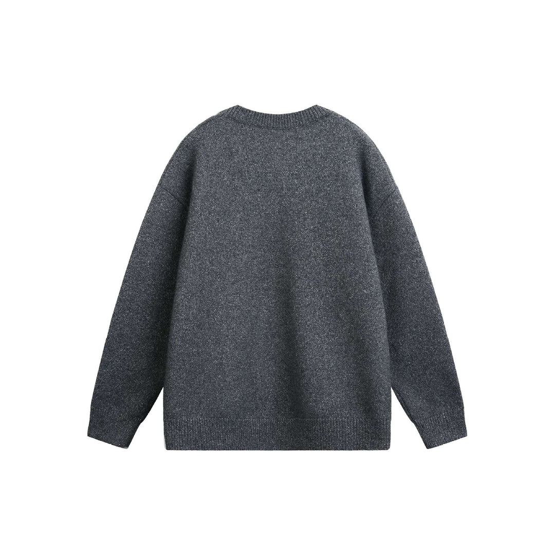 Damen Oversize V Neck Strickpullover mit Henley-Optik und gerippten Bündchen Nord Taschen