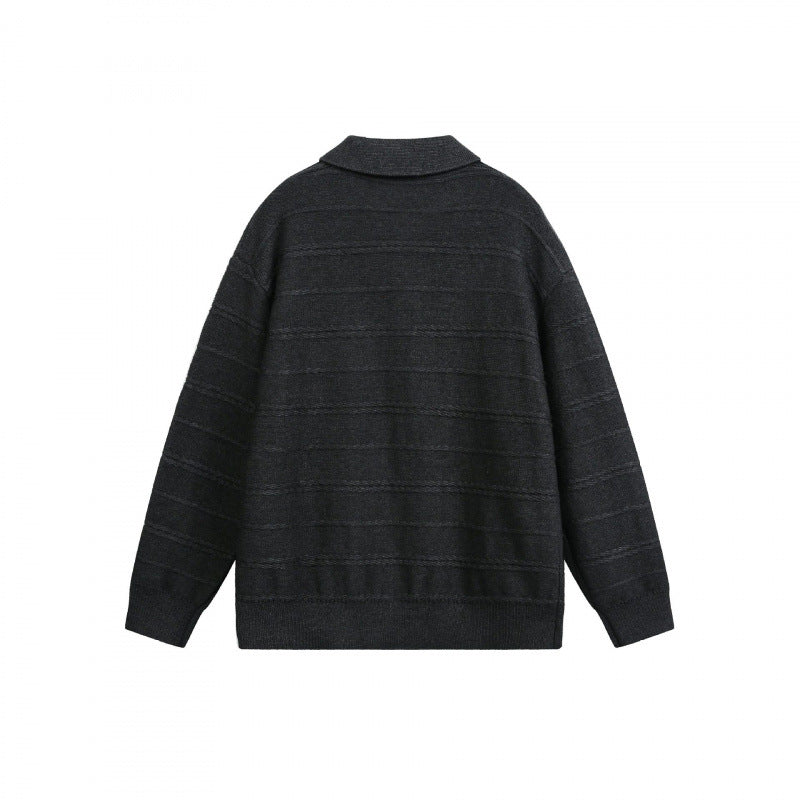 Unisex Leichter Boxy-Polo-Strickpullover mit Halbknopfleiste und Hemdkragen Nord Taschen