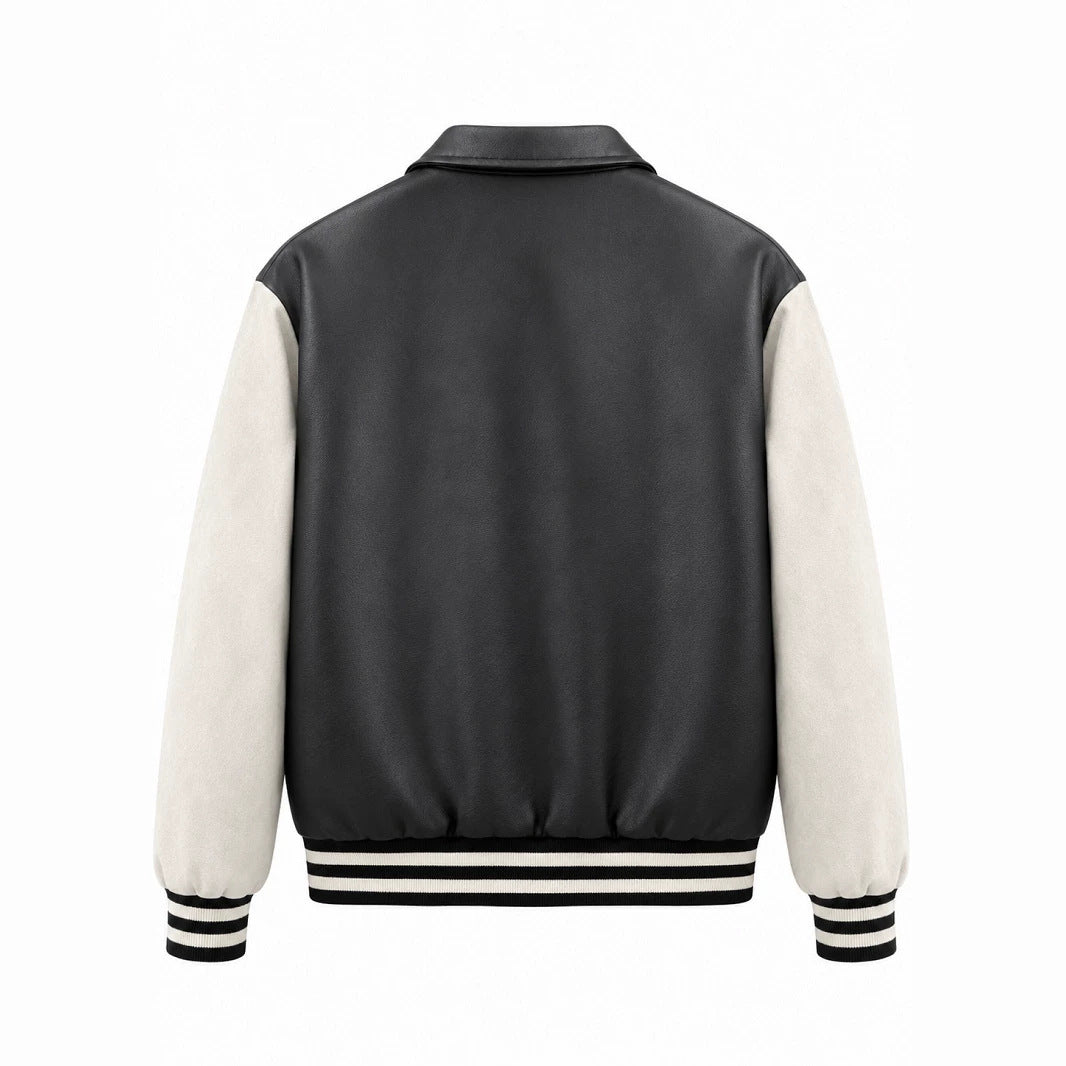 Herren Letterman-Jacke im Retrostil mit Kunstlederkörper und Wildlederärmeln Nord Taschen