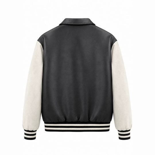 Herren Letterman-Jacke im Retrostil mit Kunstlederkörper und Wildlederärmeln Nord Taschen