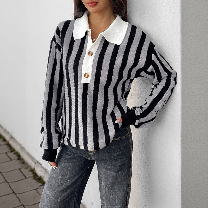 Damen Sportliches Polo-Shirt mit Streifen Nord Taschen