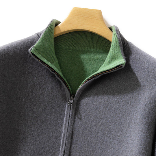 Damen Kurzgeschnittener Zip‑Strickcardigan mit Stehkragen und kaschmirähnlicher Weichheit Nord Taschen