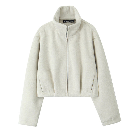 Damen Kastige Fleecejacke mit Stehkragen und verdecktem Reißverschluss Nord Taschen