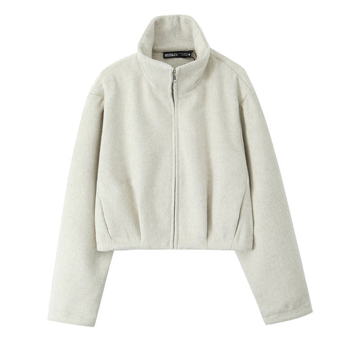 Damen Kastige Fleecejacke mit Stehkragen und verdecktem Reißverschluss Nord Taschen