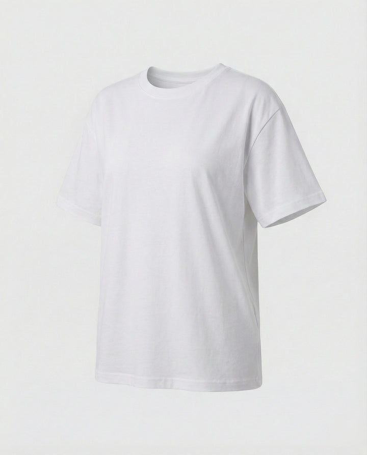 Elegantes Damen Seiden-T-Shirt Kurzarm Elastisch Rundhals Sommer Oberteil Weiß