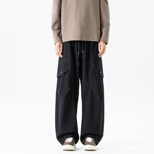Herren weite Utility-Cargo-Hose mit Tunnelzugbund und großen Klappentaschen Nord Taschen