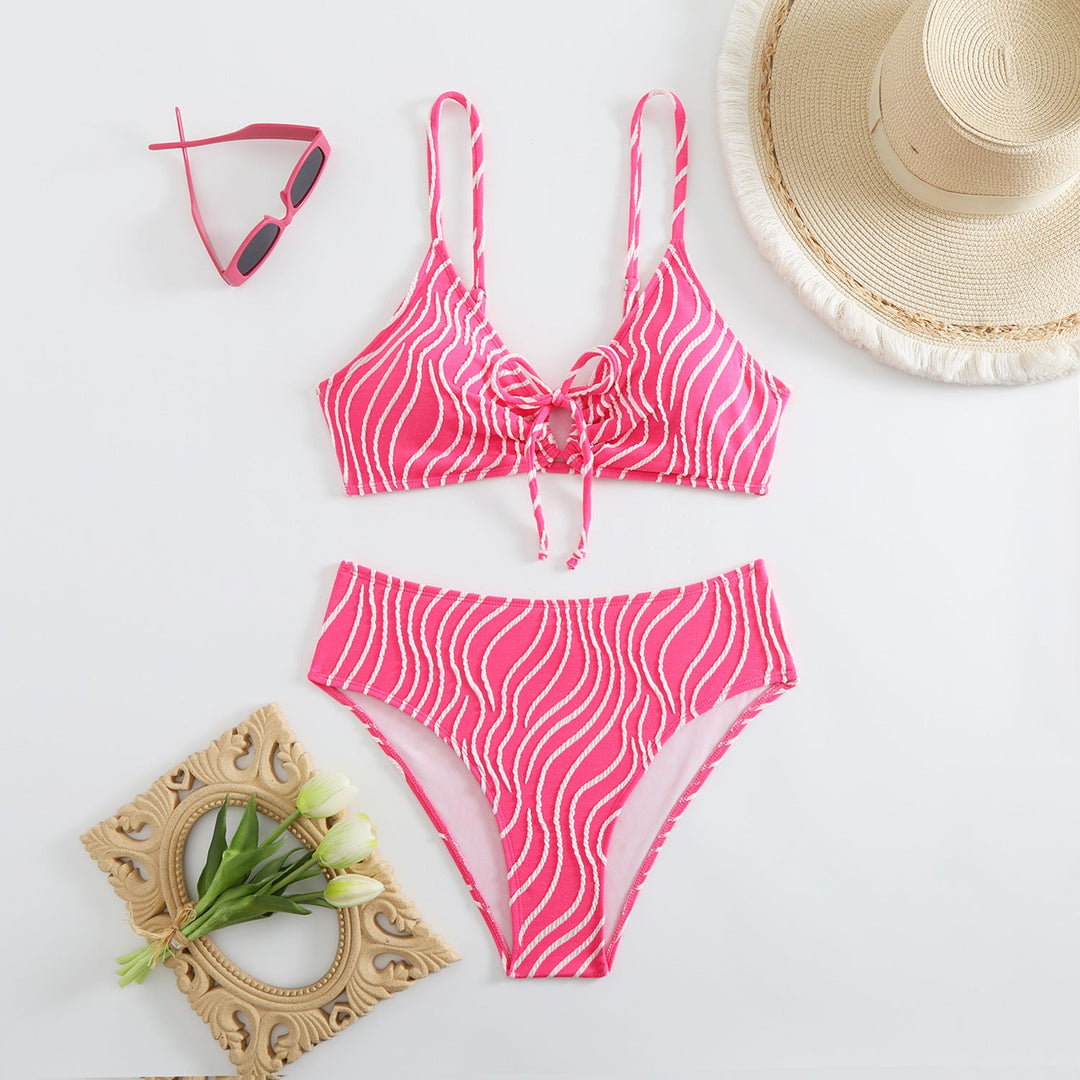 Damen Zweiteiliger Bikini mit verspieltem Wellenmuster