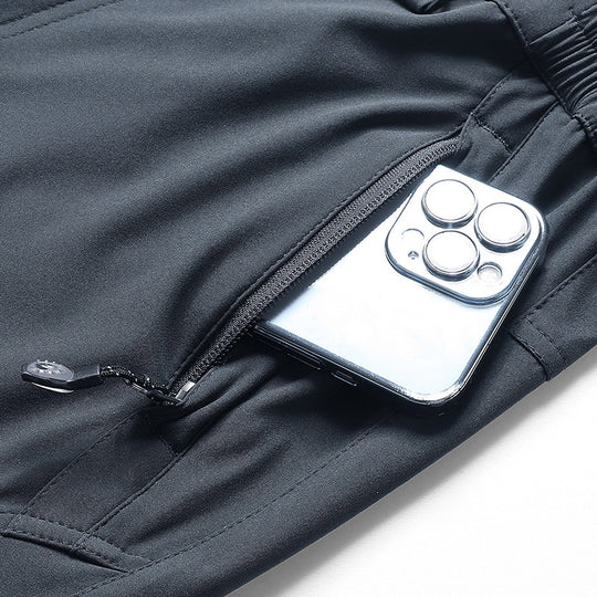 Herren Softshell-Funktionshose mit Knievorformung, verstellbarem Bund und integrierter Gürtelöse Nord Taschen