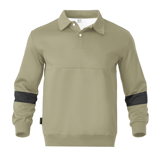 Herren Relaxed Polo-Sweatshirt mit Druckknopf-Blende und Kontrastarmdetails Nord Taschen