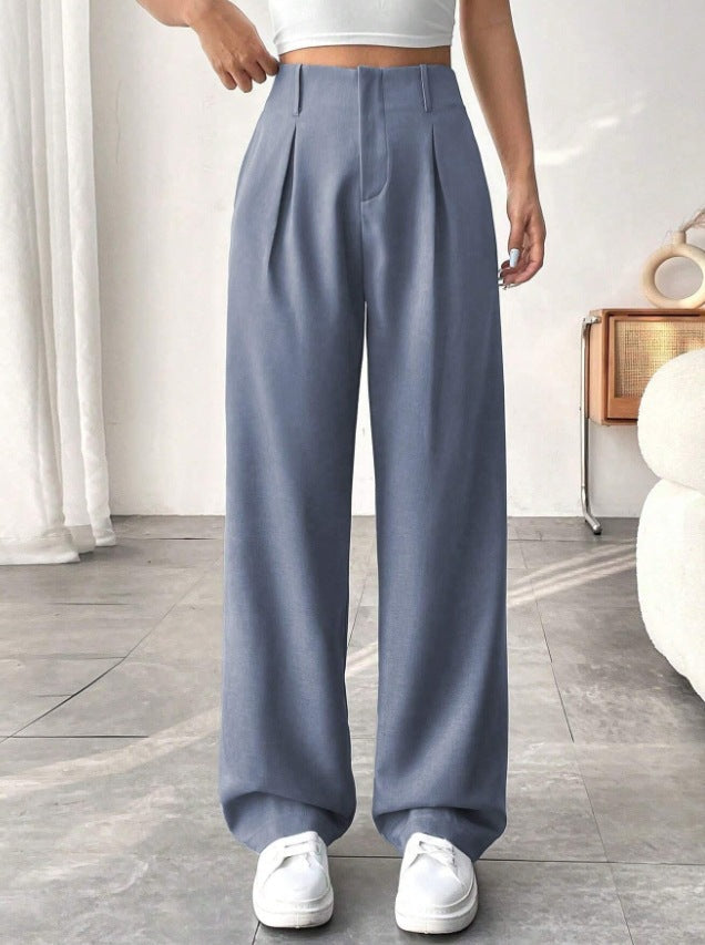Damen Elegante Bundfaltenhose mit weitem Schnitt
