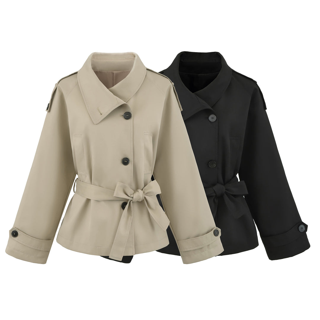 Damen Kurztrench mit Bindegürtel und weitem Arm Nord Taschen